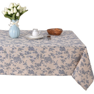 Retro Vintage Custom Printed Cotton Linen Rectangle Square Polyester Floral Tablecloth Table Cloth For Home Kitchen Dinner