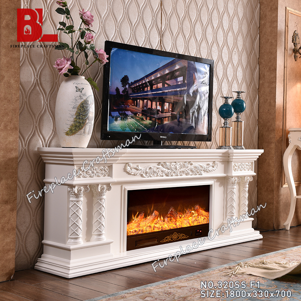 Custom Made 3D Handcarved Indoor Wooden Fireplace  Mantel E0 Level Mdf Fireplace Surround