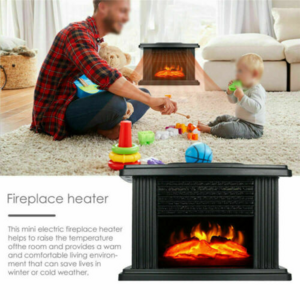 Remote Control Mini Size Electric Fireplace Tabletop Portable Flame Heater White Metal Frame Room Warmer Mini Fireplace