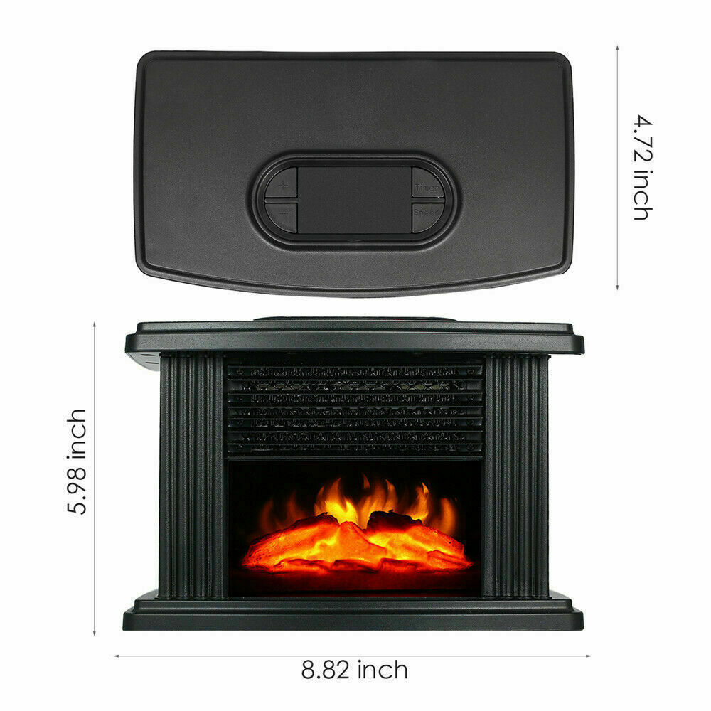 Portable Electric Fireplace LED light 1000W Mini Size Flame Heater Indoor Small Tabletop Fireplace