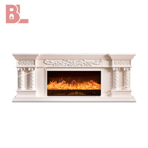 Custom Made 3D Handcarved Indoor Wooden Fireplace  Mantel E0 Level Mdf Fireplace Surround