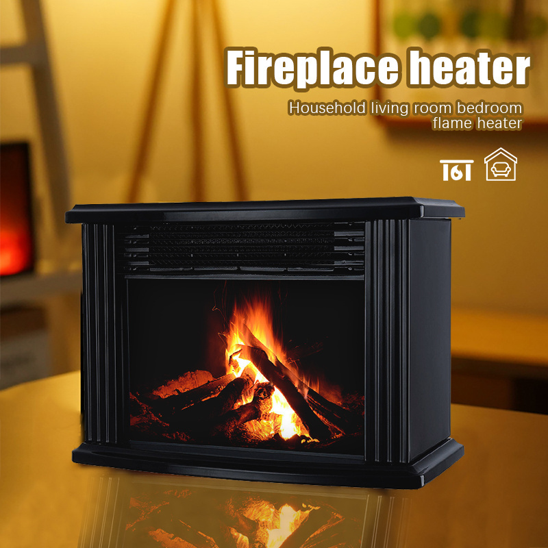 Remote Control Mini Size Electric Fireplace Tabletop Portable Flame Heater White Metal Frame Room Warmer Mini Fireplace