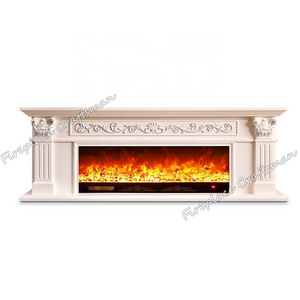 Series 321 Luxury Modern Design and Hot Sales Decorative  Mirrored Solid Wood MDF Resin Carving Fireplace