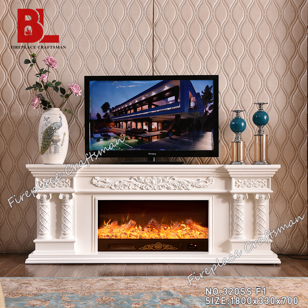 Custom Made 3D Handcarved Indoor Wooden Fireplace  Mantel E0 Level Mdf Fireplace Surround