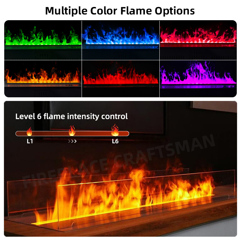 1200 1500 1800mm WIFI Control Artificial Decor Flame LED Decorative Steam Fireplace Recessed 3D Water Vapor Electric Fireplace