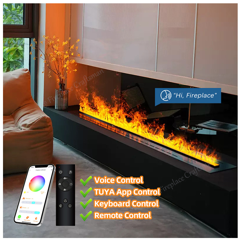 1200 1500 1800mm WIFI Control Artificial Decor Flame LED Decorative Steam Fireplace Recessed 3D Water Vapor Electric Fireplace