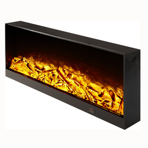 Modern Minimalist Recessed Wall Mounted Decorative Fireplace Simulated Flame Indoor Heating Fireplace