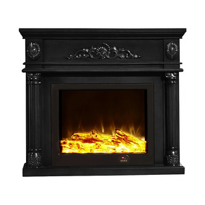 Indoor Decorative 1.2m Black Mantelpiece Freestanding Fireplace Faux Flame Decorative Heating Fireplace