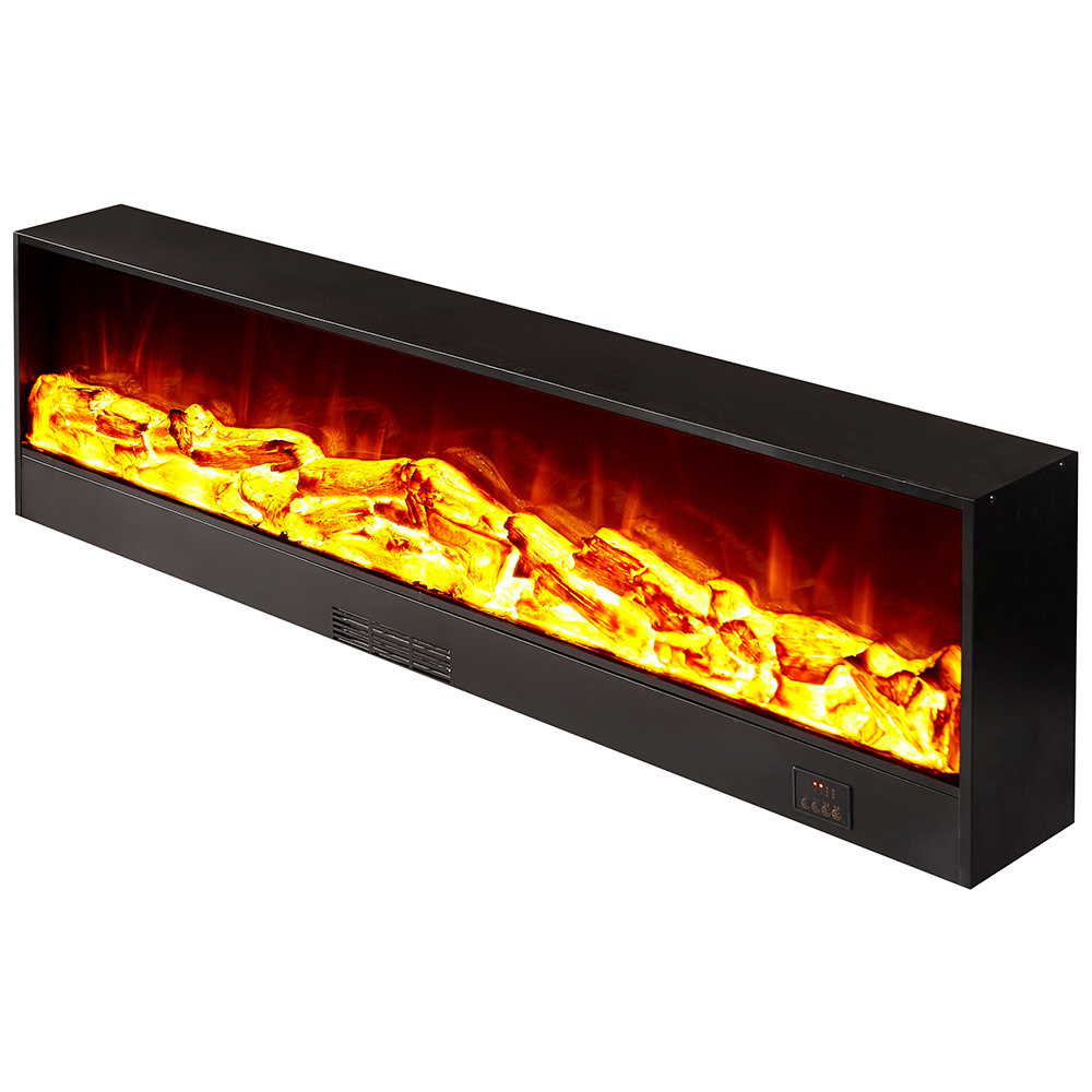 2000 Black Recessed Electric Fireplace Mantel Adjustable Flame Humidifier Remote Color Changing Decorative Heating Fireplace