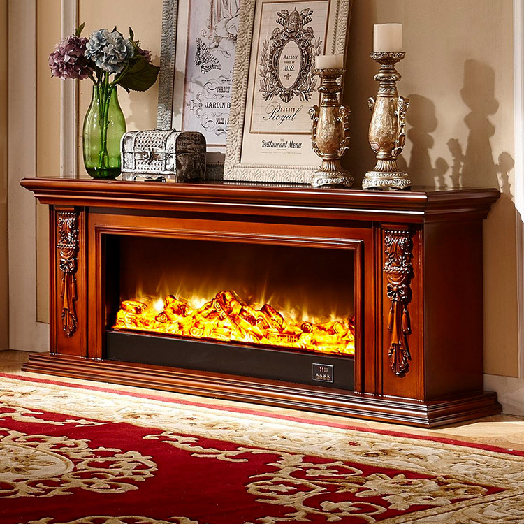 Modern design indoor wood burning fireplaces LED decorative flame electric fireplace