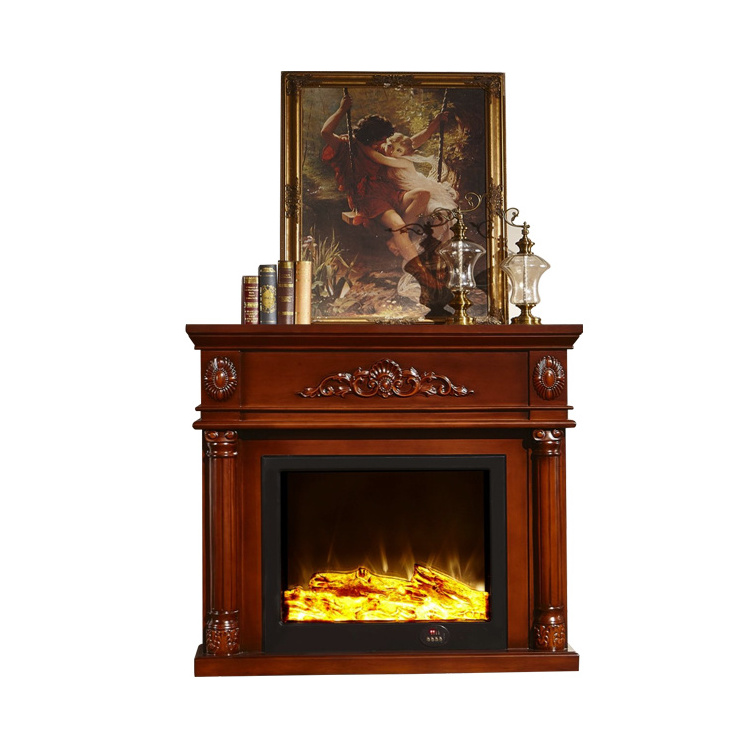 Indoor Decorative 1.2m Black Mantelpiece Freestanding Fireplace Faux Flame Decorative Heating Fireplace