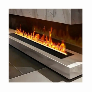 45'' Led Flame Water Mist Fire Vapor Steam Electric Fireplace With Touchable Flame TV Stand