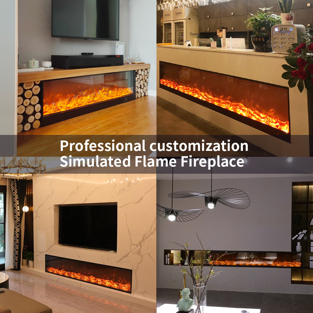 Modern flame free standing wall mounted decorative craft led corner stove electric wood burning fireplace inserts heater