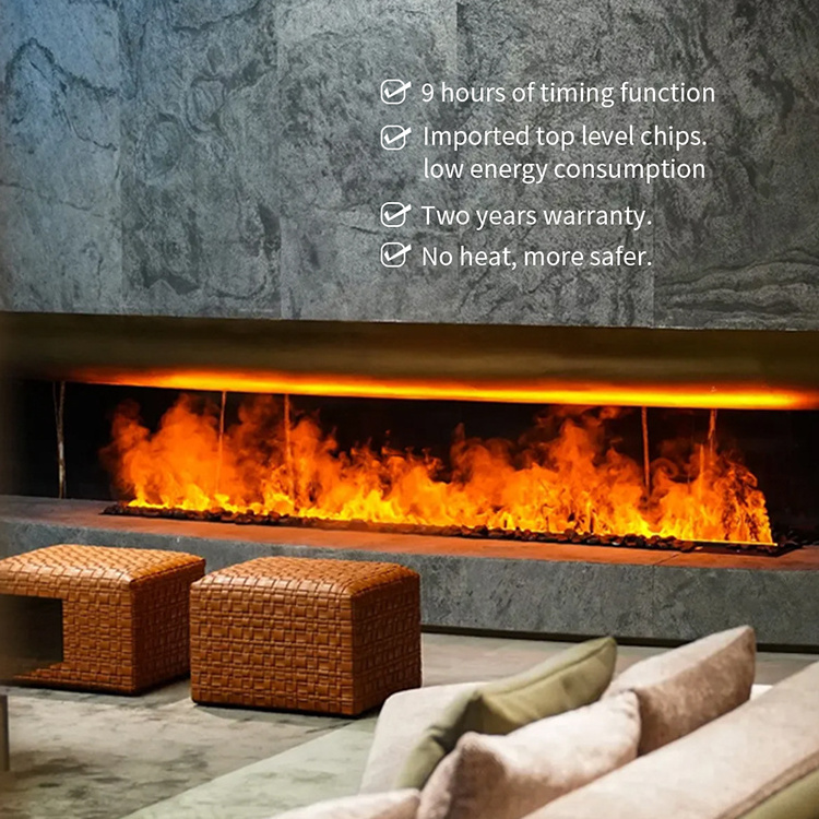 45'' Led Flame Water Mist Fire Vapor Steam Electric Fireplace With Touchable Flame TV Stand