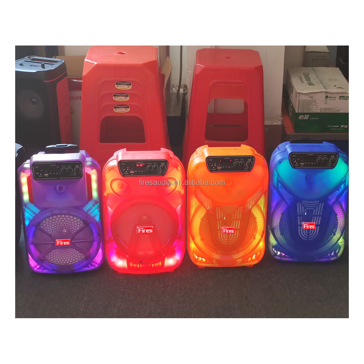 super bass portable speakers subwoofer 8 inch quran speaker with colorful casing transparent OEM speaker partybox music audio