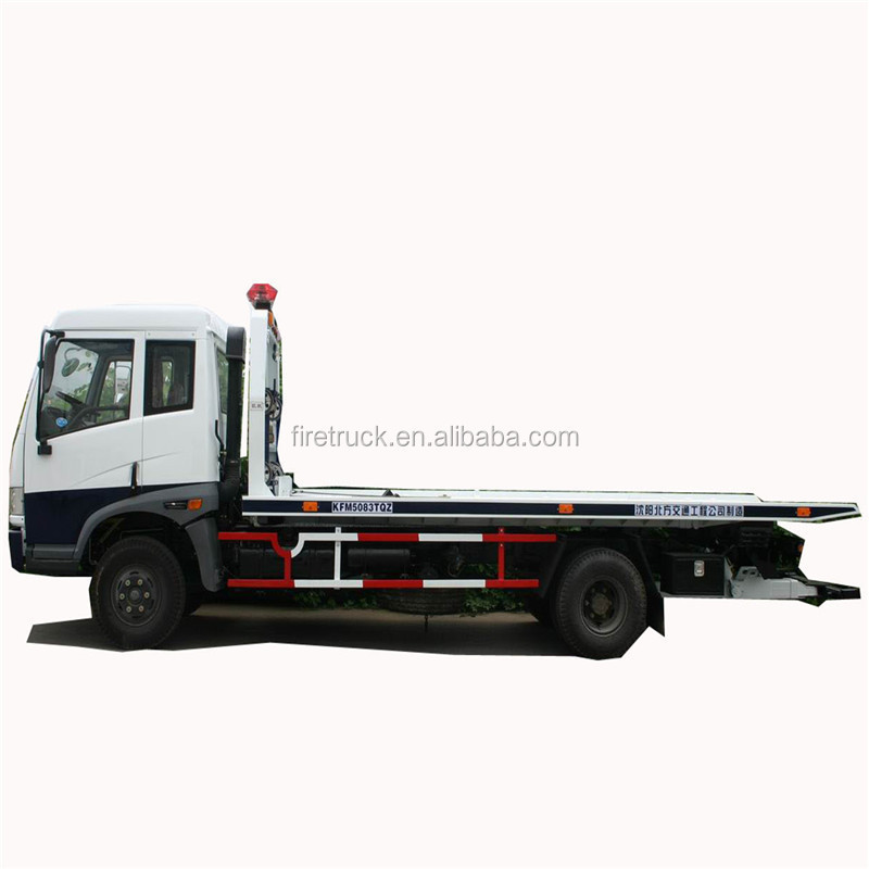 Shanghai heavy duty new condition flat bed road wrecker tow truck with Crane for sale