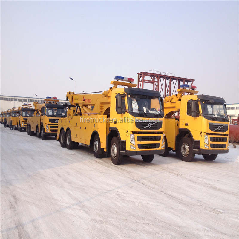 Shanghai heavy duty new condition flat bed road wrecker tow truck with Crane for sale