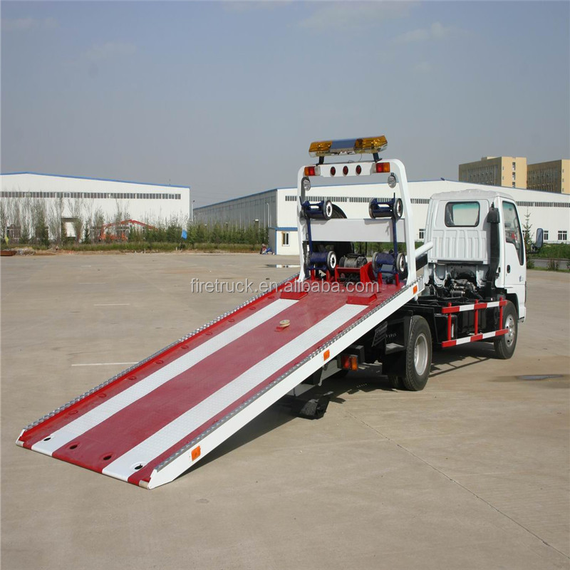 Shanghai heavy duty new condition flat bed road wrecker tow truck with Crane for sale