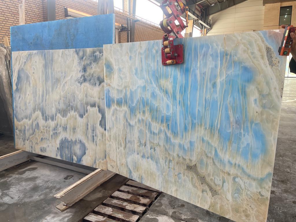 Blue Onyx Stones Natural Transparent Marble Stones Slabs Tiles for Hotel Villa Decoration Polished Onyx Marble Floor Wall Panels