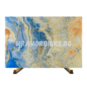 Blue Onyx Stones Natural Transparent Marble Stones Slabs Tiles for Hotel Villa Decoration Polished Onyx Marble Floor Wall Panels