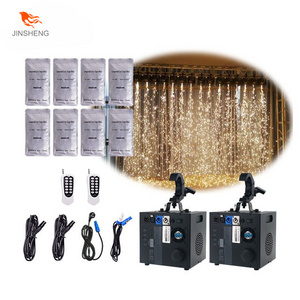 2x 600W Cold Sparks Machine Remote Firework Effect Dmx Sparkles Wedding Stage Fountain with 8 Bags Ti Powder Black Fire Fountain