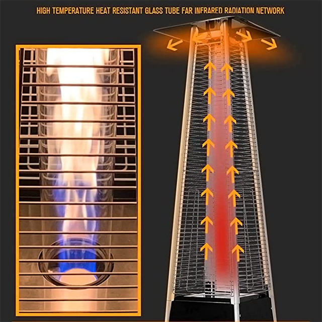 Glass tube Pyramid Outdoor Patio Propane Gas Heater