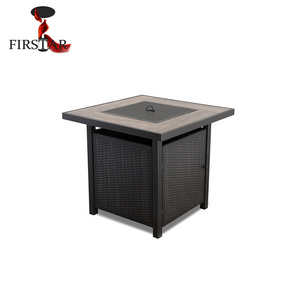 Brick textured tiles safety garden outdoor gas propane butane fire pit table with glass rock