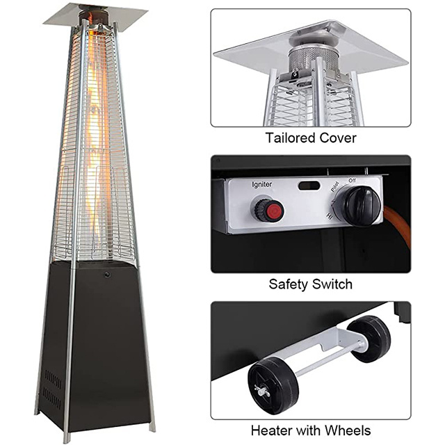 Glass tube Pyramid Outdoor Patio Propane Gas Heater