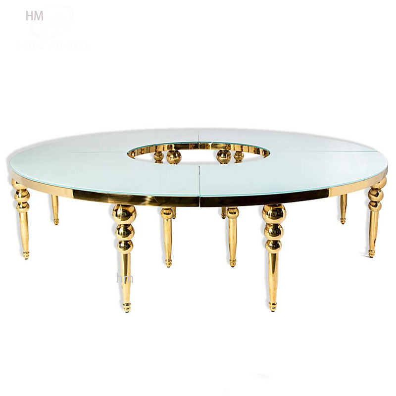 S Shape Gold Stainless Steel Frame Mdf Top Serpentine Wedding Table