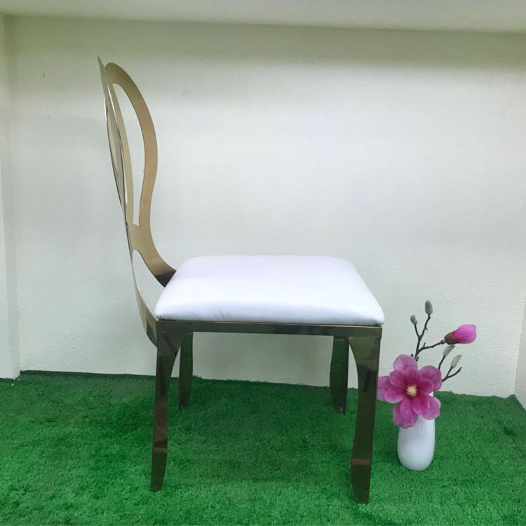 New design hotel furniture rose golden events used dining wedding stainless steel chair