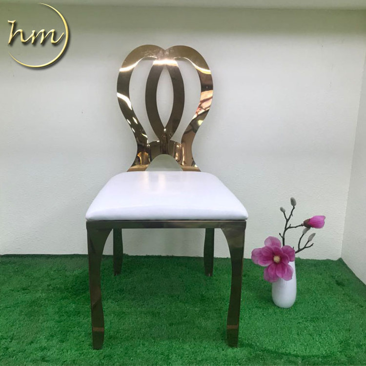 New design hotel furniture rose golden events used dining wedding stainless steel chair