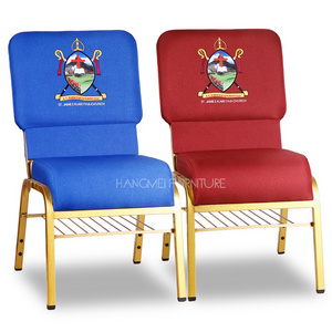 Wholesale Cheap Padded Blue Church Chairs Metal Church Chair for Pew New Used Chairs for Church