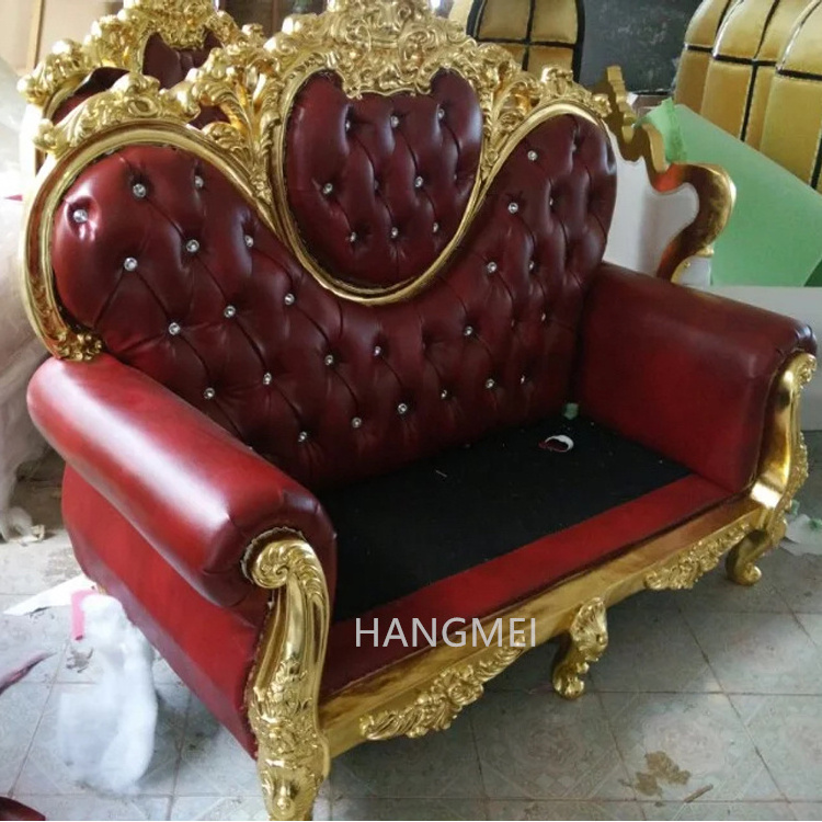 New Arrival Modern Leather King Throne Chair Two Seater Sofa for Bride and Groom for Wedding Events Hot Sale for Banquet Party