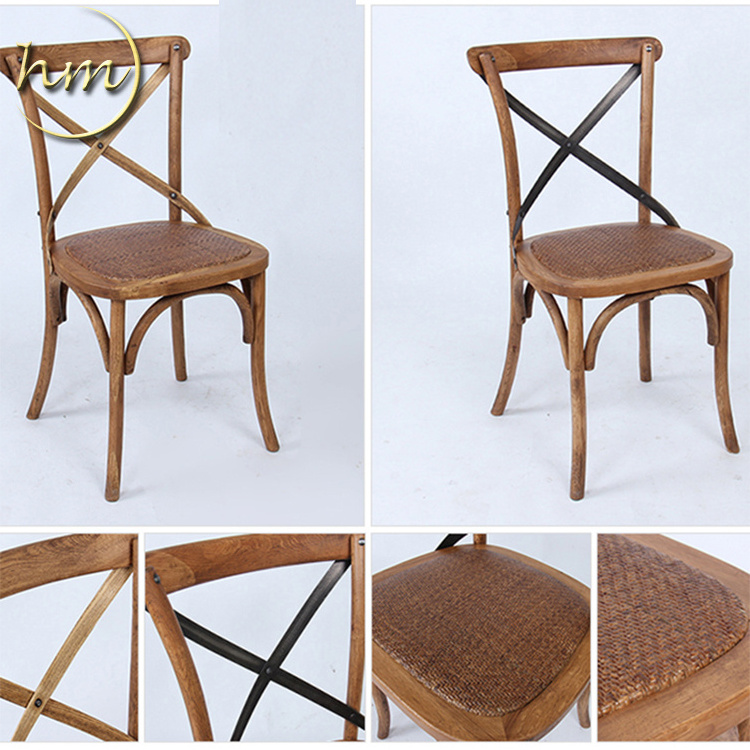 High Quality Natural Oak Wood Rattan Cane Cross Back Cafe Chair