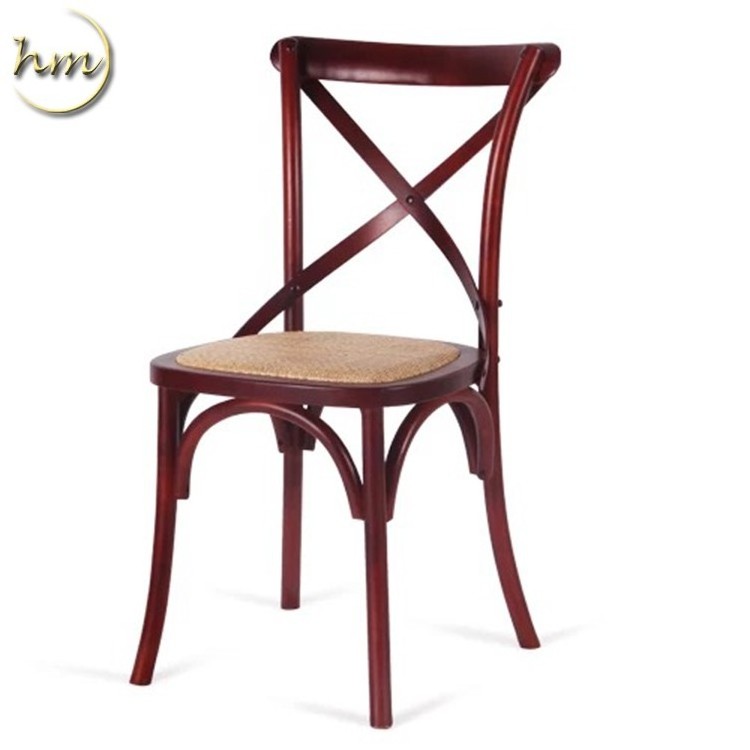 High Quality Natural Oak Wood Rattan Cane Cross Back Cafe Chair