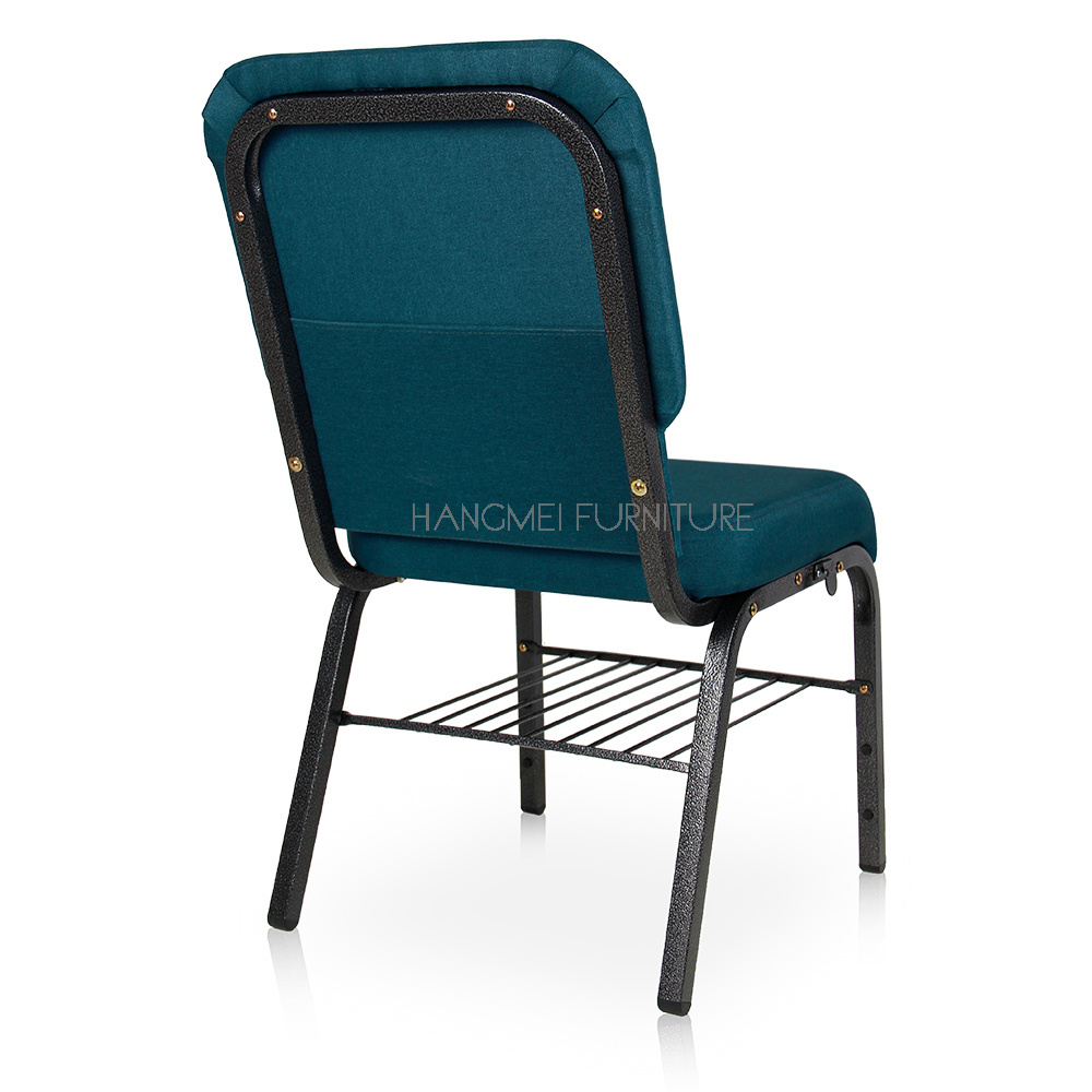 Factory Cheap China High Quality Metal Comfortable Thick Padded Cushion Theater Church Chairs With Book Rack For Church Chair