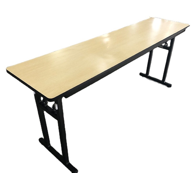 Office Rectangular Table 18mm Wooden Top Black Stand Foot Fireproof veneer Folding Dining Table