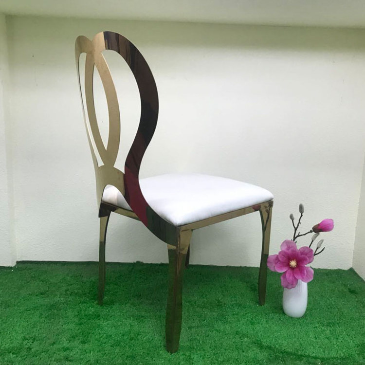 New design hotel furniture rose golden events used dining wedding stainless steel chair