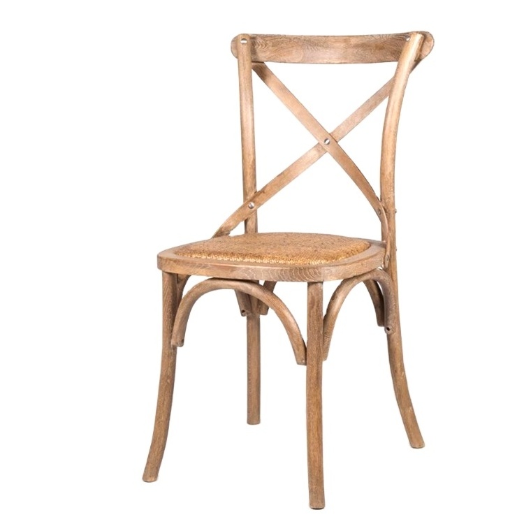 High Quality Natural Oak Wood Rattan Cane Cross Back Cafe Chair