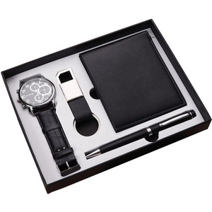 Deluxe Valentine's Day Gift Set in Artificial Leather Includes Customizable Watch Wallets Key Chain with Pen Business Birthday