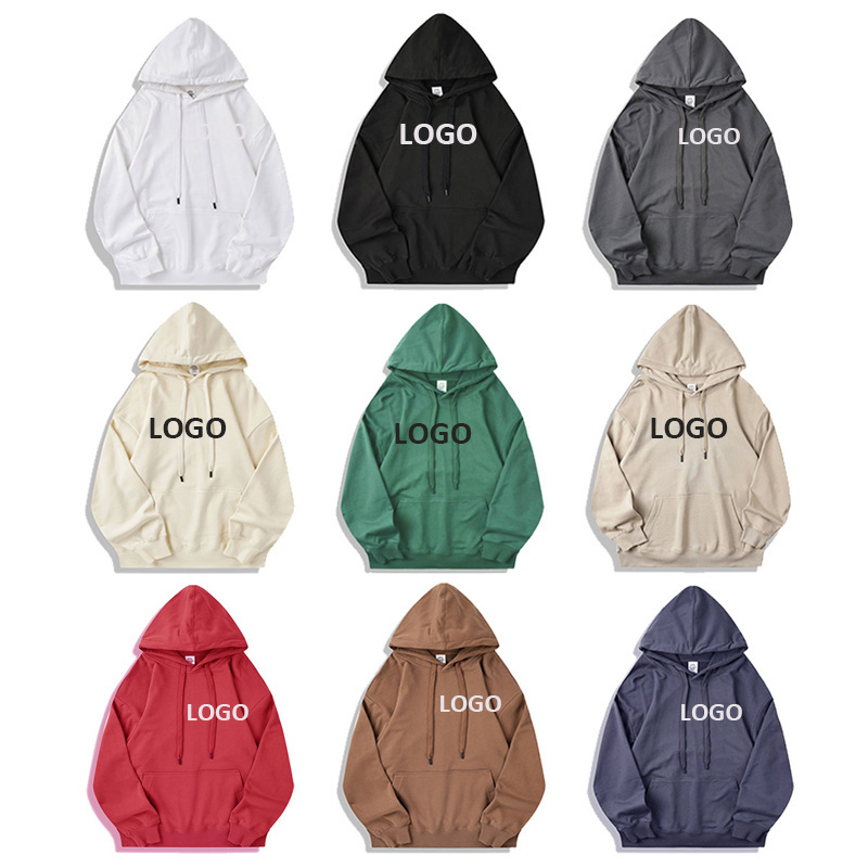 2024 Fashion 350gsm Cotton French Terry Hoodies Custom Unisex Hooded Sweatshirt Drop Shoulder Oversize Hoodie