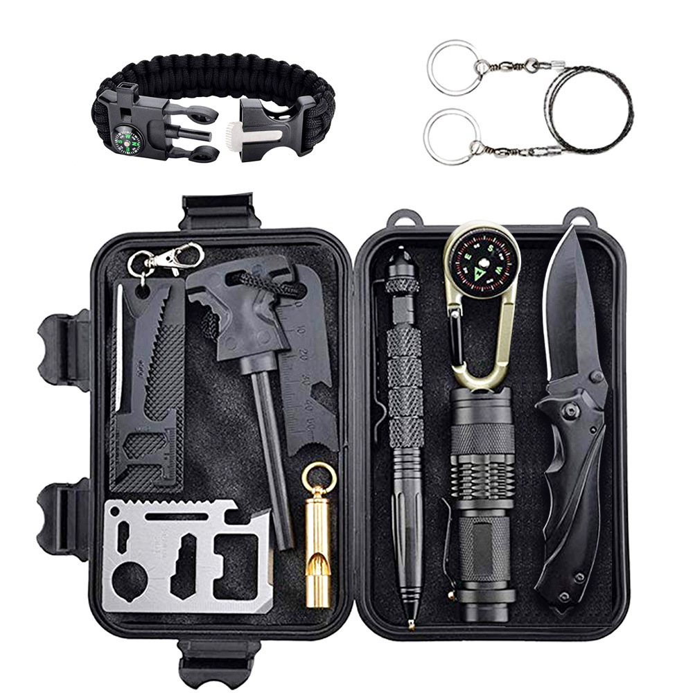 Firstents Wild Survival Kit Outdoor Multi-Accessory Fire Gear Survival Compass Set SOS Adventure Supplies