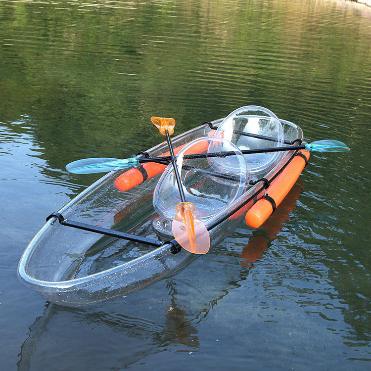 Customized Small Plastic Boats See Through Crystal Bottom Kayak Transparent Polycarbonate Canoe Clear Kayak