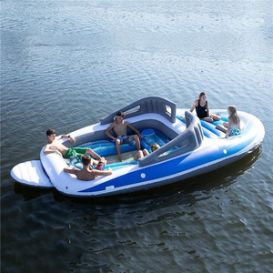 Firstents Inflatable PVC water 6 people island floating bed pirate boat felling inflatable water floating multiple row bed