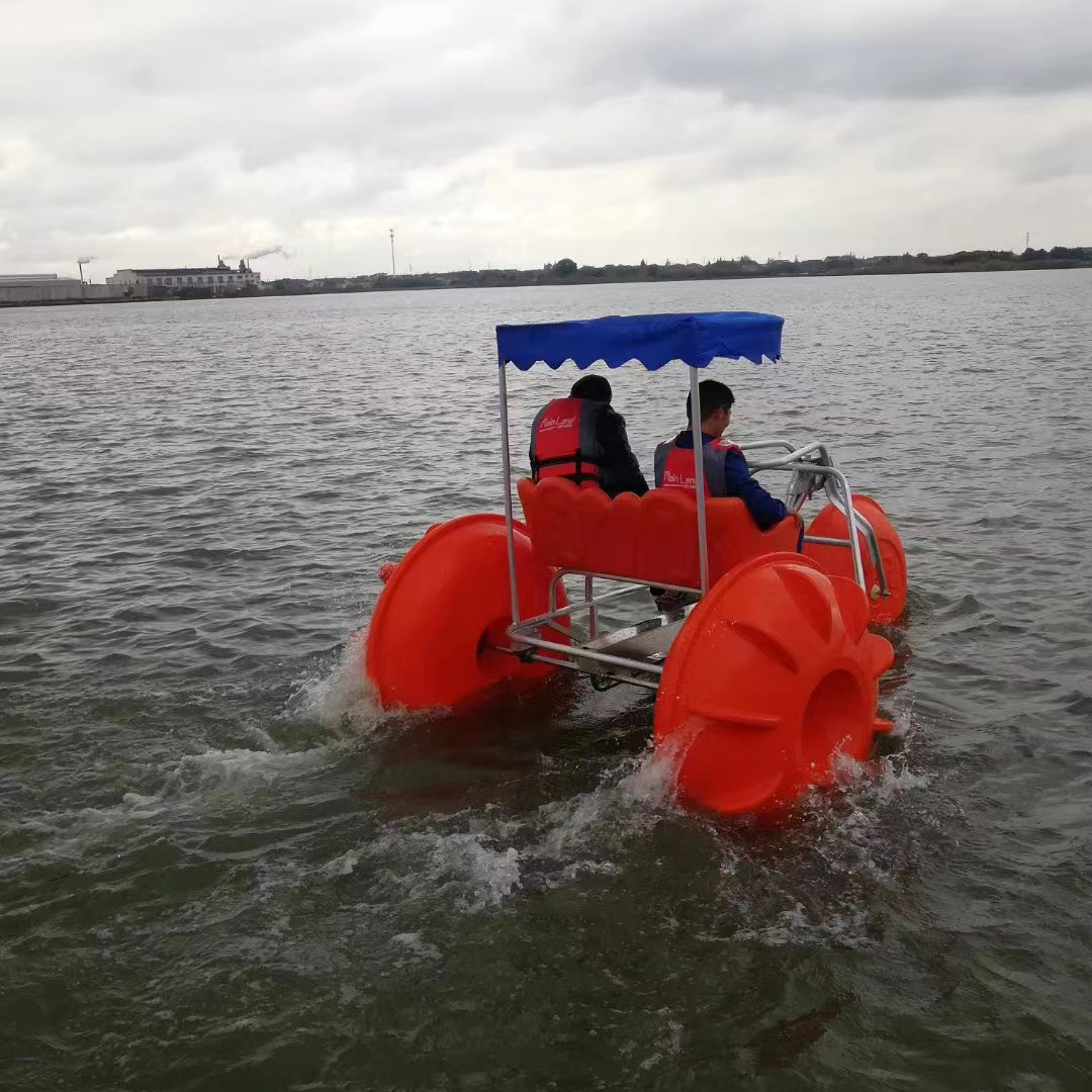 Water play equipment with sunshade 3 big wheels aqua cycle water trike kids and adults pedal boat water tricycle for sale