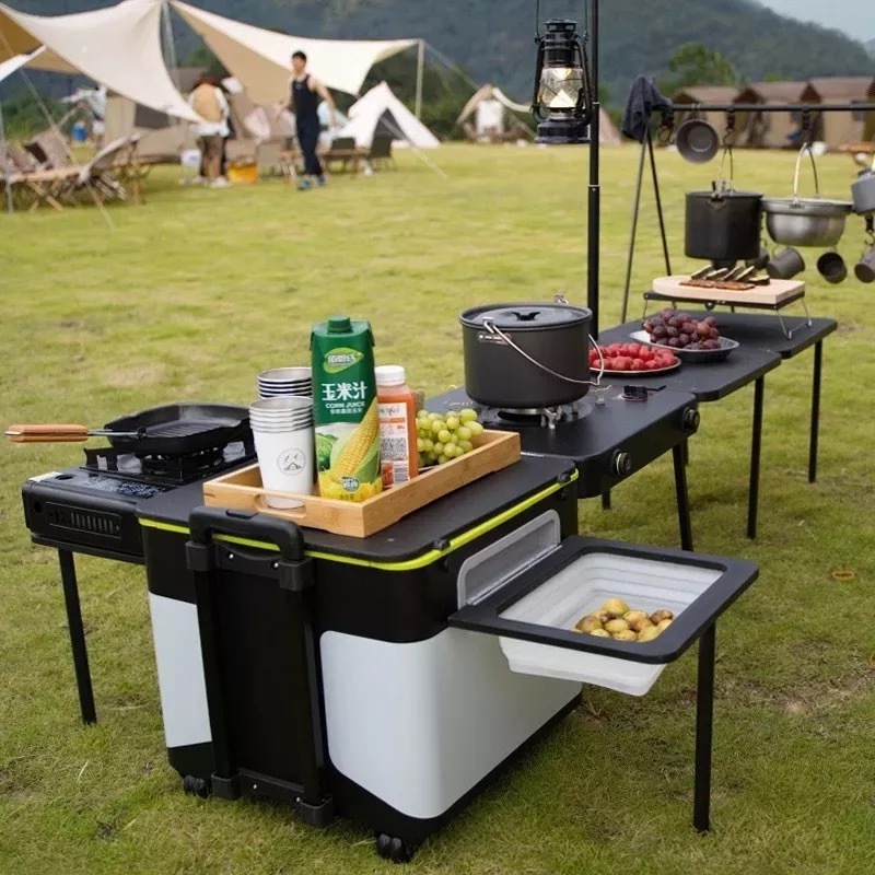 Aluminum Alloy Cook Stove Portable Outdoor Camping Mobile Field Kitchen Family Picnic BBQ Kitchen Travel Small Foldable Kitchen