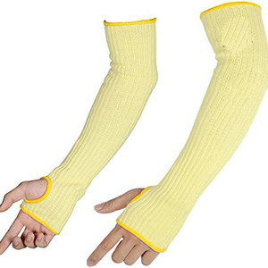 FIRST FIBER Kevlar Arm Protection Sleeves 18-Inch Long 9-14 Inch Thumb Hole Heat Resistant Cut Safety Guide Mechanics Yellow