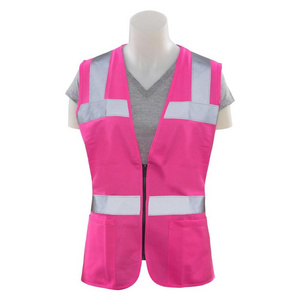 100% polyester reflective mesh multifunctional women pink safety vest