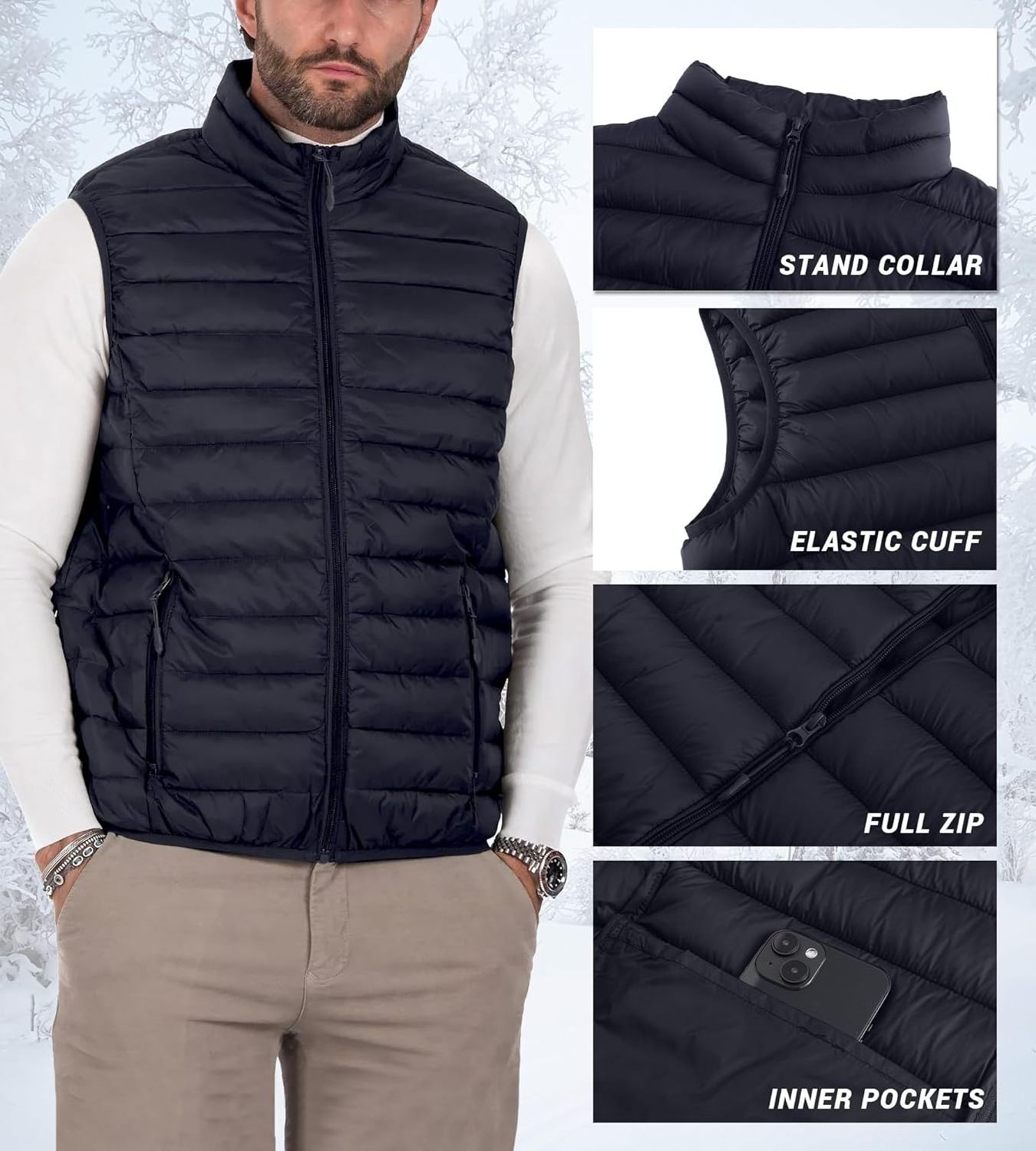 Fashionable Puffer Vest Jacket Sports Down Jackets Winter softshell vest Men's Outdoor Body warmer's Sleeveless Gilet Down