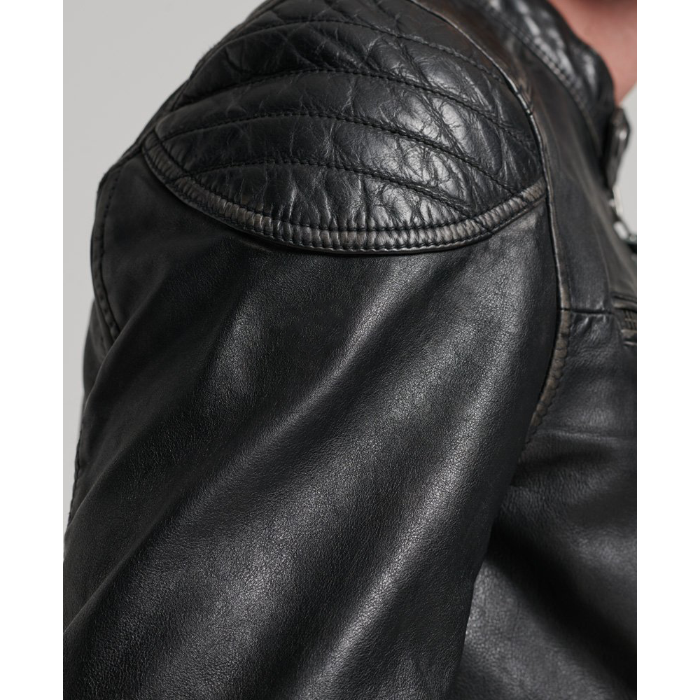 2023 Wholesale Custom New Design Windbreaker Stand Collar Solid Color Motorcycle Leather Jacket